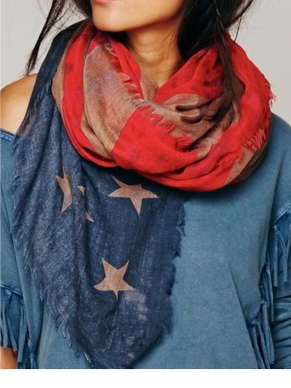 Free People Accessories | Free People Tattered American Flag Oversized Scarf